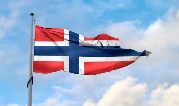 Ilustración Una Bandera Svalbard Jan Mayen Bandera Tela Ondeante Realista — Foto de Stock