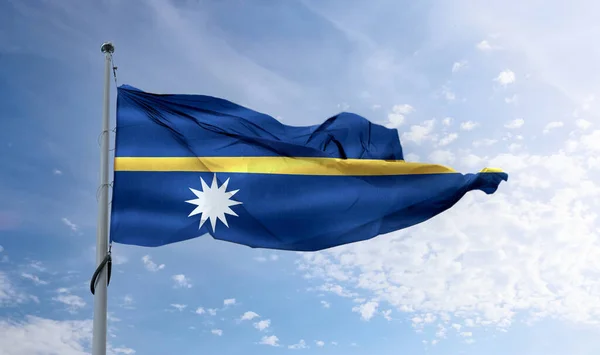 Nauru Flag Realistic Waving Fabric Flag — Stock Photo, Image
