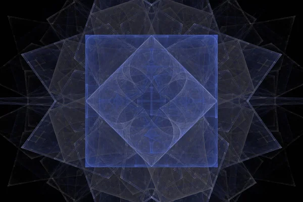 Digital Render Beautiful Dynamic Smooth Flowing Fractal Lines Symmetric Patterns — 图库照片