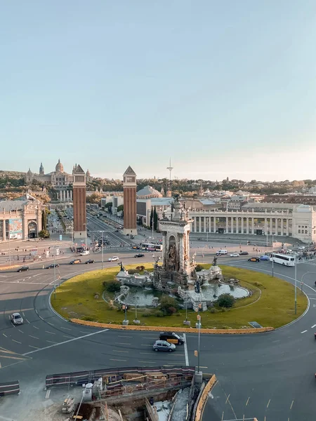 Αεροφωτογραφία Της Διάσημης Πλατείας Plaza Espana Στη Βαρκελώνη Ισπανία — Φωτογραφία Αρχείου