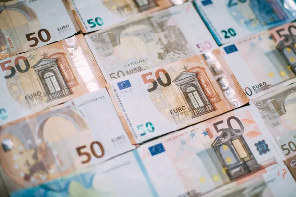 Euro Money Banknotes Background Design Many Euro Banknotes Piled Together — Stock Photo, Image