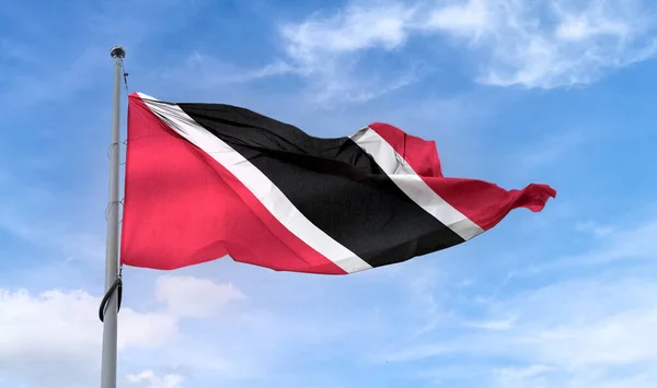 Trinidad Tobago Bayrağının Boyutlu Bir Tasviri Gerçekçi Kumaş Bayrağı — Stok fotoğraf