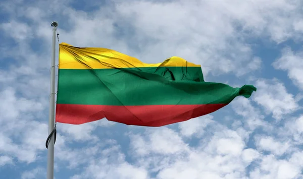 Een Litouwse Vlag Realistische Vlag Van Wuivend Weefsel — Stockfoto