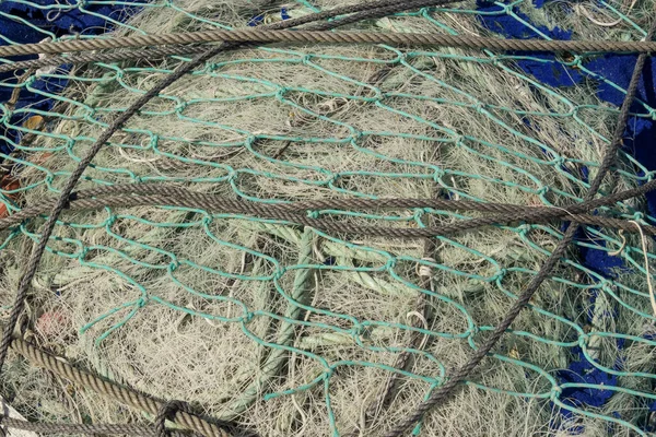 Closeup Fishing Boat Net Marina Port Galicia Spain — Stockfoto