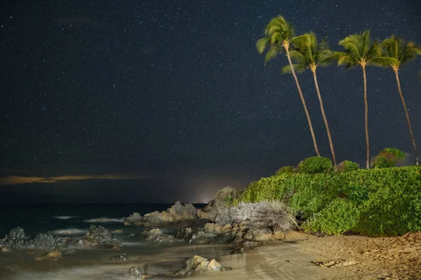 Una Hermosa Toma Playa Noche Maui — Foto de Stock