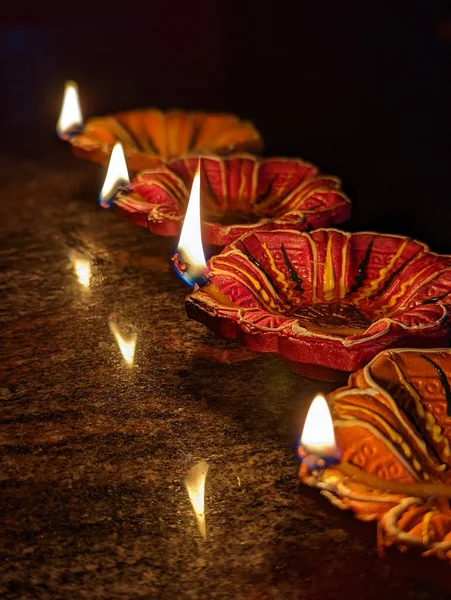 Festivalul Happy Diwali Lampă Ulei — Fotografie, imagine de stoc