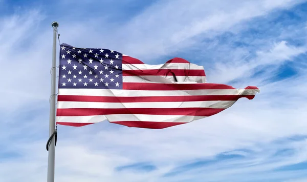 Bir Amerikan Bayrağı Gerçekçi Kumaş Bayrağı — Stok fotoğraf