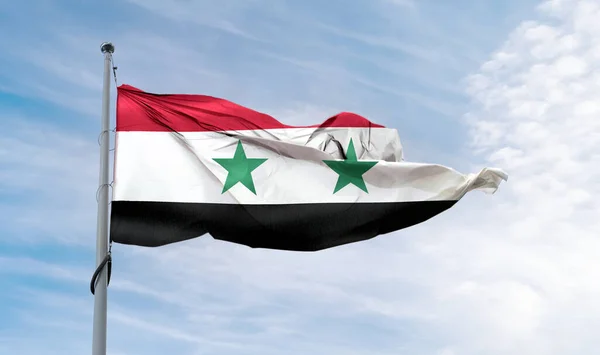 Illustration Syria Flag Realistic Waving Fabric Flag — Stockfoto