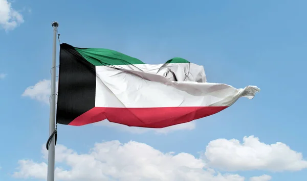 Kuwait Flag Realistic Waving Fabric Flag — Stock Photo, Image