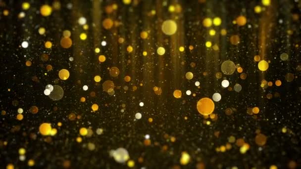 Weihnachten Goldene Partikel Auf Dunklem Hintergrund — Stockvideo