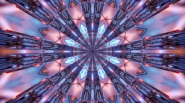 Eine Darstellung Eines Futuristischen Kaleidoskopflurs Richtung Eines Portals Mit Bunten — Stockfoto