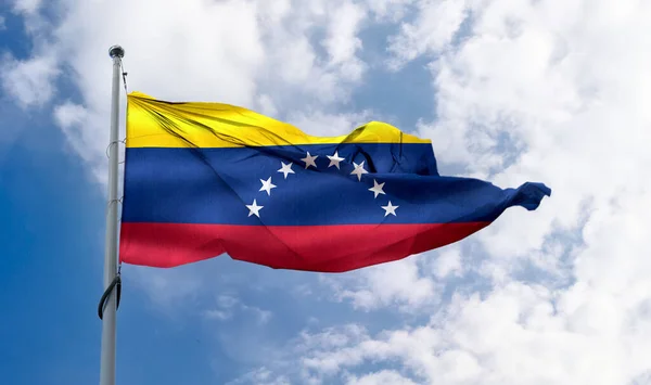Een Venezuela Vlag Realistische Zwaaiende Stof Vlag — Stockfoto
