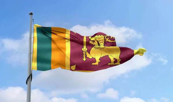 Sri Lanka Flag Realistic Waving Fabric Flag — Fotografia de Stock