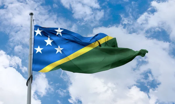 Solomon Islands Flag Realistic Waving Fabric Flag — Stock Photo, Image