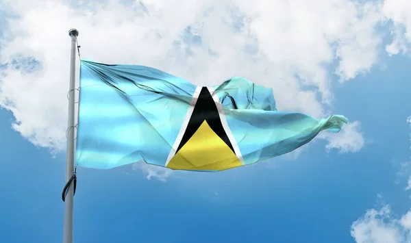 Saint Lucia Flag Realistic Waving Fabric Flag — Stock Photo, Image