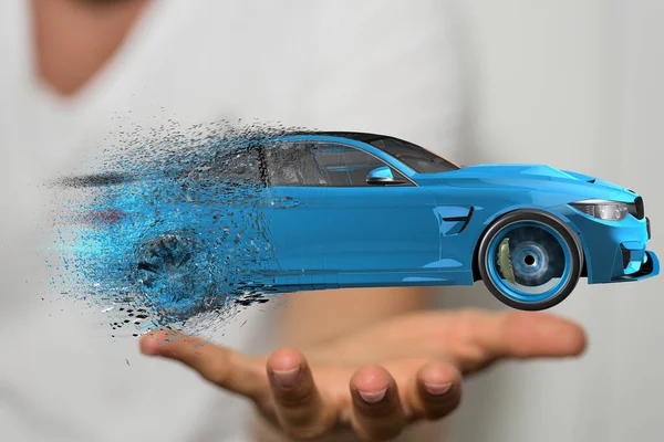 Ein Rendering Eines Autonom Fahrenden Elektroautos Das Auf Der Hand — Stockfoto