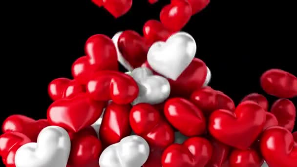 Coeurs Rouges Forme Coeur Sur Fond Noir — Video