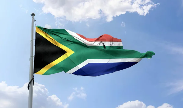 South Africa Flag Realistic Waving Fabric Flag — Stockfoto