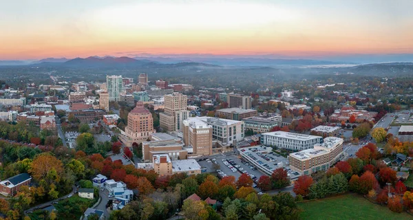 Aerial Shot City Colorful Skies Autumn — Stock Photo, Image