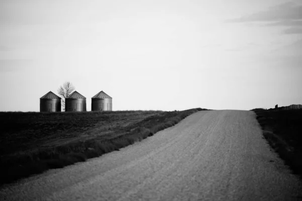 Airdrie Canada Novembro 2021 Uma Visão Escala Cinza Estrada Através — Fotografia de Stock