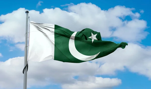 Flaga Pakistanu Realistyczna Flaga Machająca Tkaniną — Zdjęcie stockowe