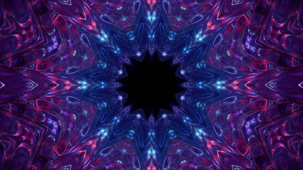 Vykreslení Kaleidoskopické Chodby Směrem Portálu Barevnými Neonovými Světly — Stock fotografie
