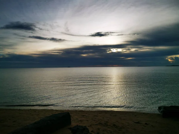 Der Schöne Blick Auf Den Sonnenuntergang Strand — Stockfoto