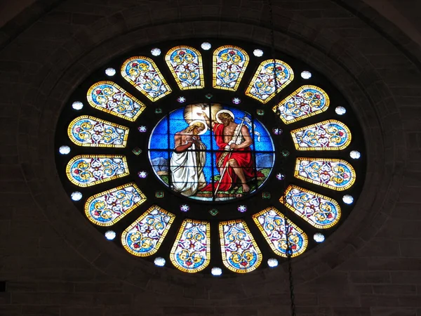 Details Stained Glass Window Cathedral Basel Switzerland — Stock Photo, Image