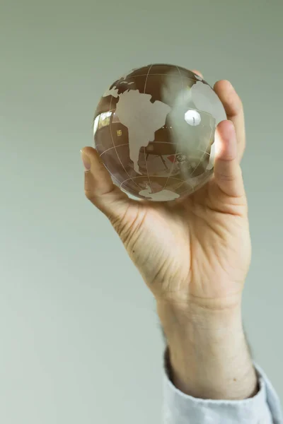 Rendering Man Glass Globe Blurred Background — 图库照片