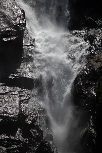 Tiro Tons Cinza Uma Cachoeira Selvagem — Fotografia de Stock