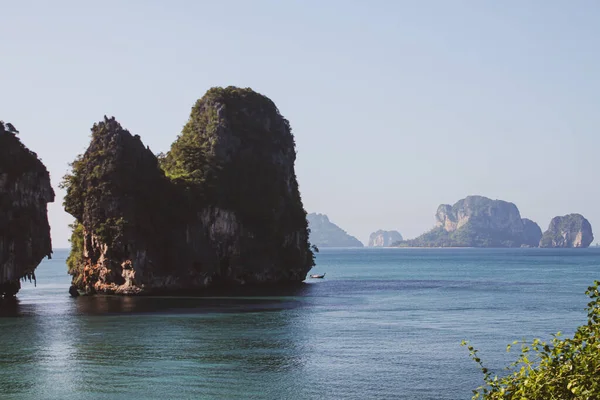 Ein Faszinierender Blick Auf Klippen Mit Dichten Wäldern Wasser Einem — Stockfoto