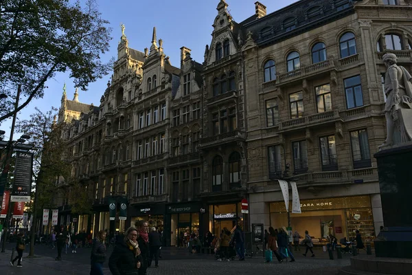 Antwerp Bélgica Out 2019 Famosa Rua Comercial Meir Antuérpia Cheia — Fotografia de Stock