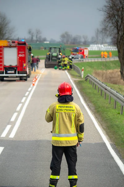 Accidente Tráfico Czarnkow Polonia —  Fotos de Stock