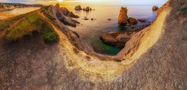 Tiro Panorâmico Belas Colinas Sob Pôr Sol — Fotografia de Stock