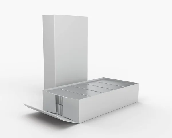 白い背景に隔離されたステップの箱の3Dレンダリング — ストック写真
