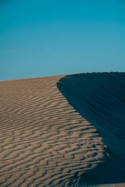 白天在晴朗的天空下垂直拍摄的沙漠照片 — 图库照片