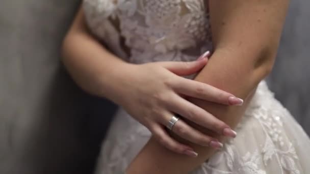 Gros Plan Préparation Mariée Pour Mariage — Video