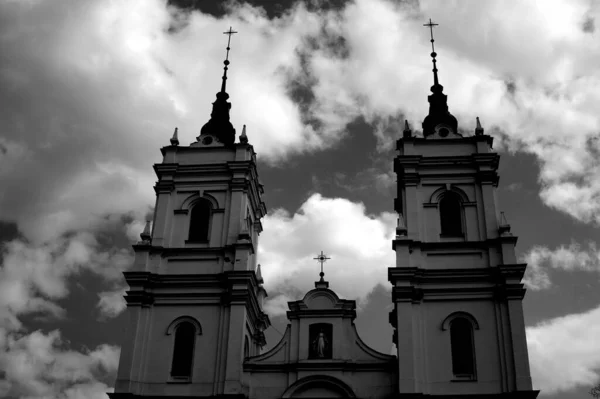 Uma Escala Cinza Igreja Histórica Imaculada Conceição Sob Céu Nublado — Fotografia de Stock