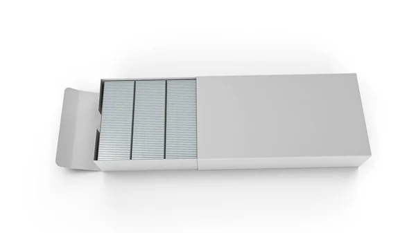 白い背景に分離されたピンのボックスの3Dレンダリング — ストック写真