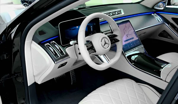 Luxe Comfortabele Moderne Auto Interieur Ideaal Concept Voor Macht Prestaties — Stockfoto