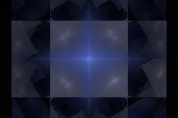 Цифровий Рендеринґ Красивий Кубічний Симетричний Фрактал Показує Блакитні Лінії Енергії — стокове фото
