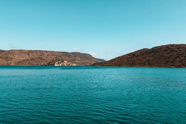 Blue Waterscape Background Hills Crete Island Greece — Stock Photo, Image