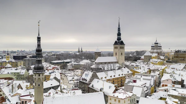 Aerial View Historic Tallinn Old Hall Square Seasonal Christmas Market — Stock Photo, Image