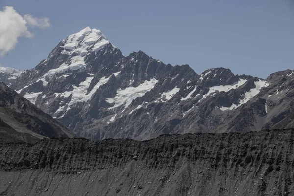 Una Splendida Vista Della Montagna Aoraki Con Neve Cook Tasman — Foto Stock