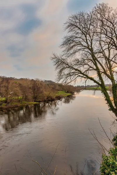 Een Prachtig Landschap Van Een Welsh Rivier Winter — Stockfoto