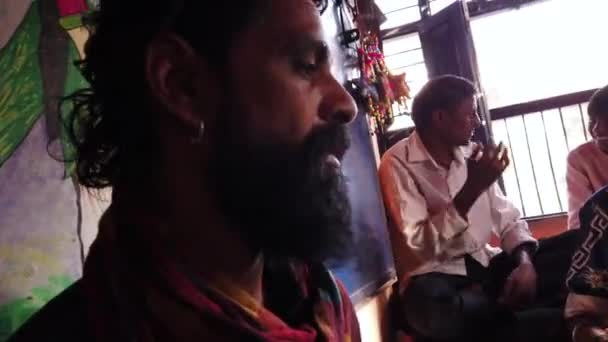 Closeup Footage Indian Group Musicians Playing Traditional Instruments — Stock Video