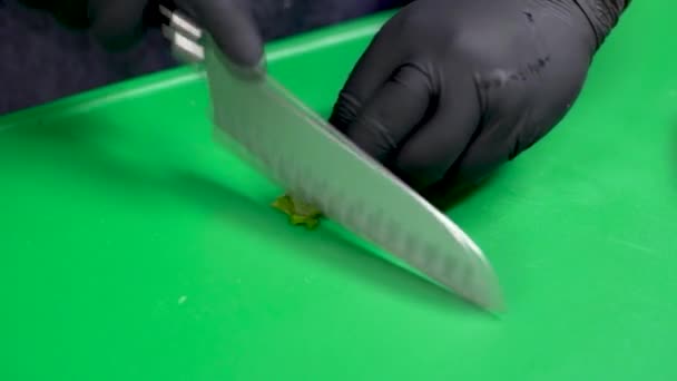 Closeup Footage Cutting Herbs — Stock Video