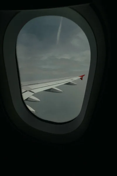 Piękne Ujęcie Nieba Zrobione Wnętrza Samolotu — Zdjęcie stockowe