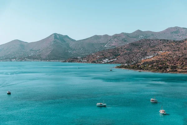 Turquoise Seascape Background Scenic Hills Crete Island Greece — Stock Photo, Image
