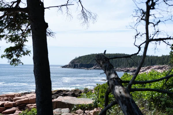 Abd Nin Acadia Ulusal Parkı Nda Kayalık Bir Plajla Çevrili — Stok fotoğraf